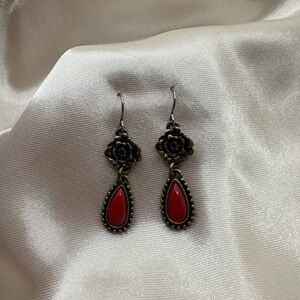 Rose tear drop earrings